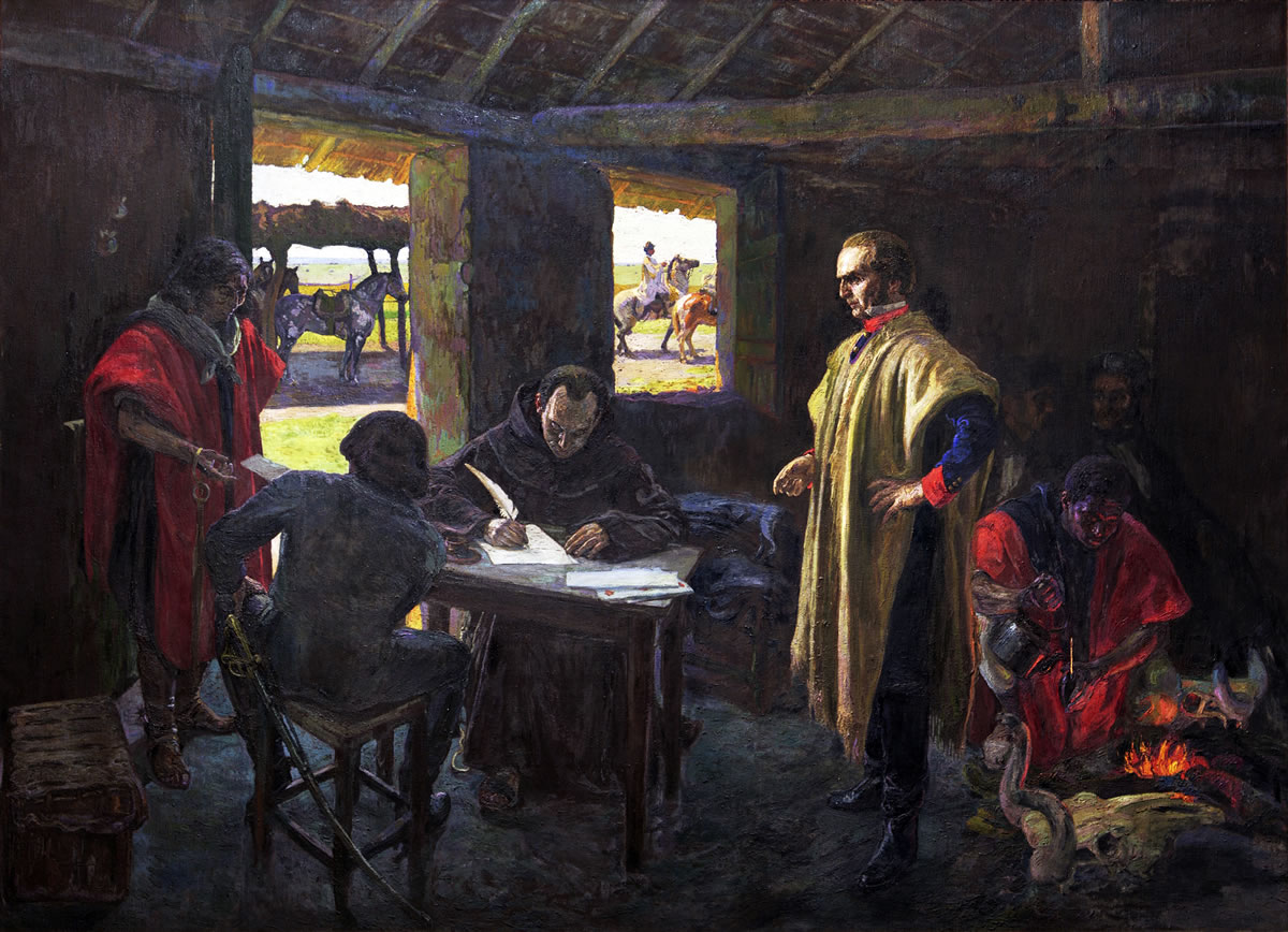 Artigas dictando a su secretario José Monterroso - Pedro Blanes Viale - Museo Histórico Nacional.